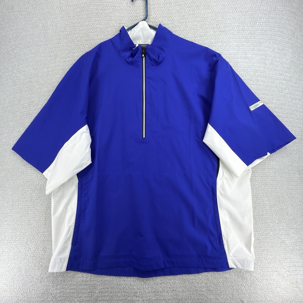 FootJoy DryJoys HydroLite Rain Shirt Mens 2XL Blue White 1/2 Zip Golf